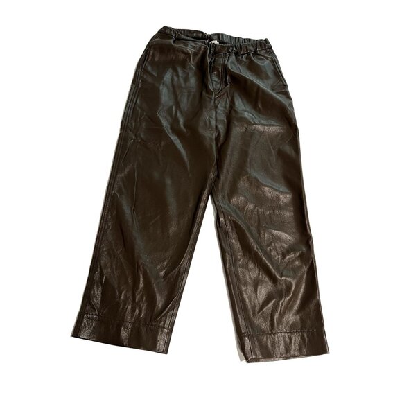 Nanushka Jain Vegan Leather Relaxed Pants in Dark Brown